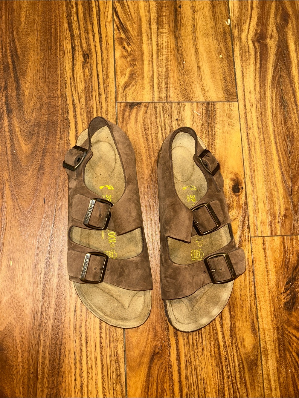 Birkenstock Brown Suede Double Buckle Slide Sandals